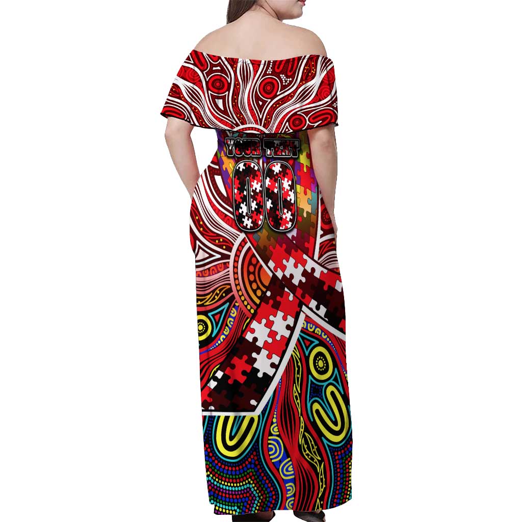 Autism Awareness Australia Sydney Swans Off Shoulder Maxi Dress Aboriginal Indigenous Art