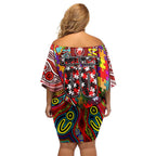 Autism Awareness Australia Sydney Swans Off Shoulder Short Dress Aboriginal Indigenous Art