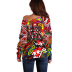 Autism Awareness Australia Sydney Swans Off Shoulder Sweater Aboriginal Indigenous Art