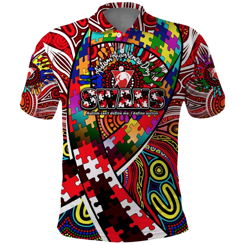 Autism Awareness Australia Sydney Swans Polo Shirt Aboriginal Indigenous Art