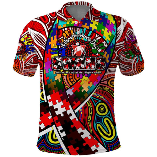 Autism Awareness Australia Sydney Swans Polo Shirt Aboriginal Indigenous Art