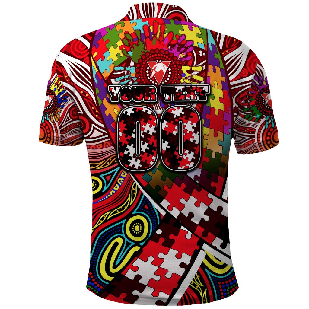 Autism Awareness Australia Sydney Swans Polo Shirt Aboriginal Indigenous Art