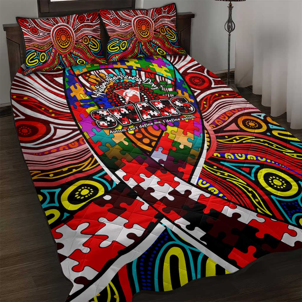 Autism Awareness Australia Sydney Swans Quilt Bed Set Aboriginal Indigenous Art