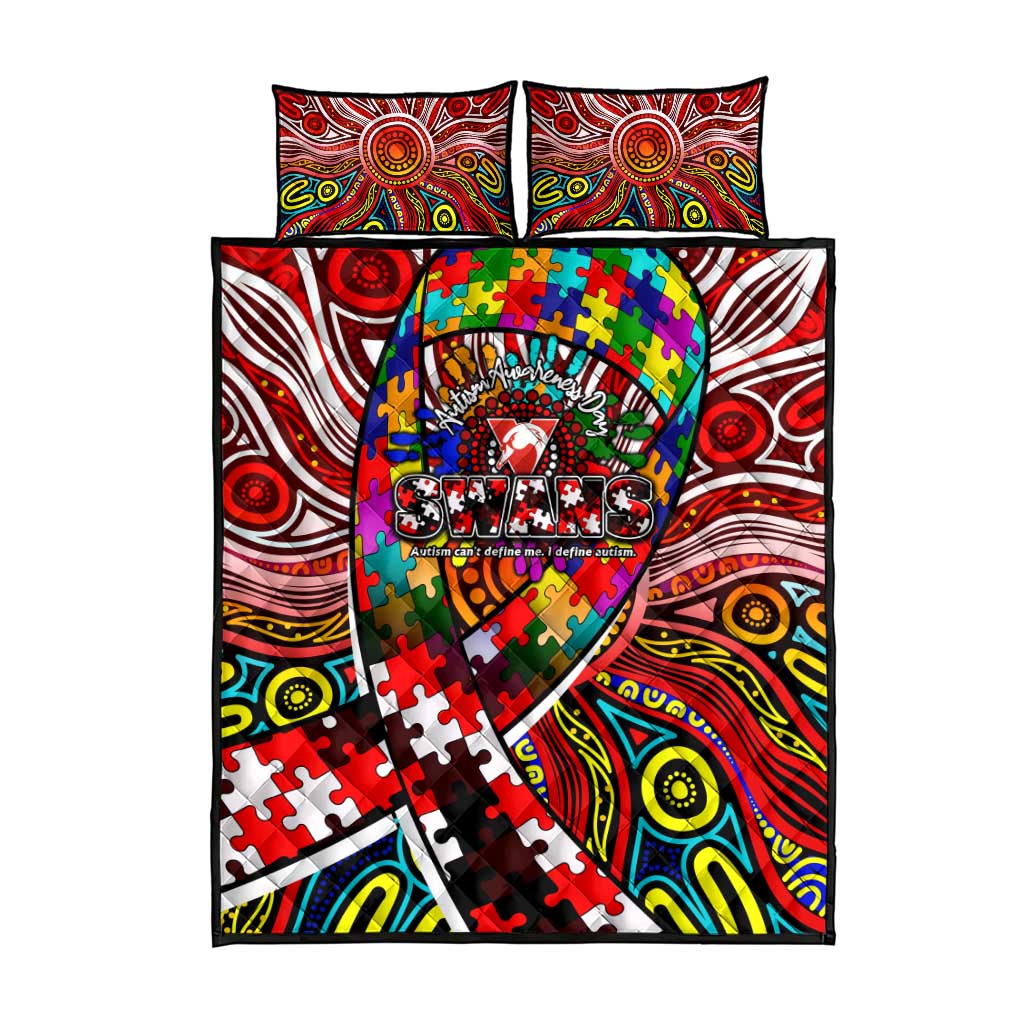 Autism Awareness Australia Sydney Swans Quilt Bed Set Aboriginal Indigenous Art