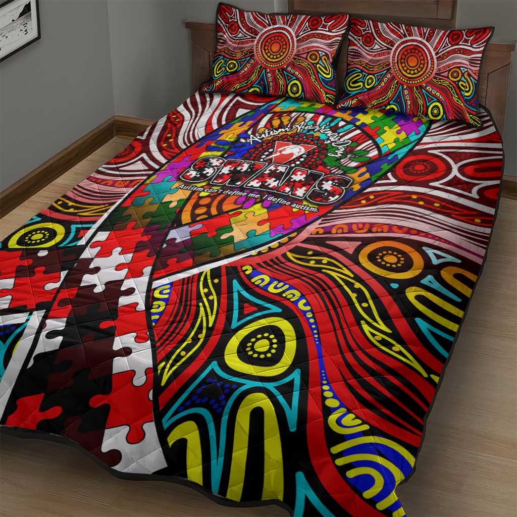 Autism Awareness Australia Sydney Swans Quilt Bed Set Aboriginal Indigenous Art