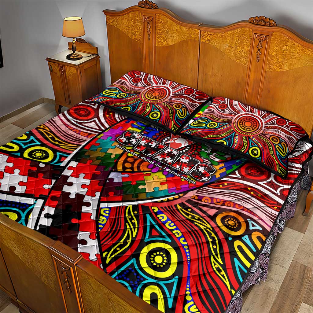 Autism Awareness Australia Sydney Swans Quilt Bed Set Aboriginal Indigenous Art