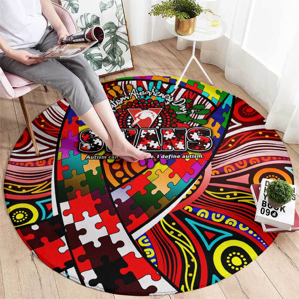 Autism Awareness Australia Sydney Swans Round Carpet Aboriginal Indigenous Art