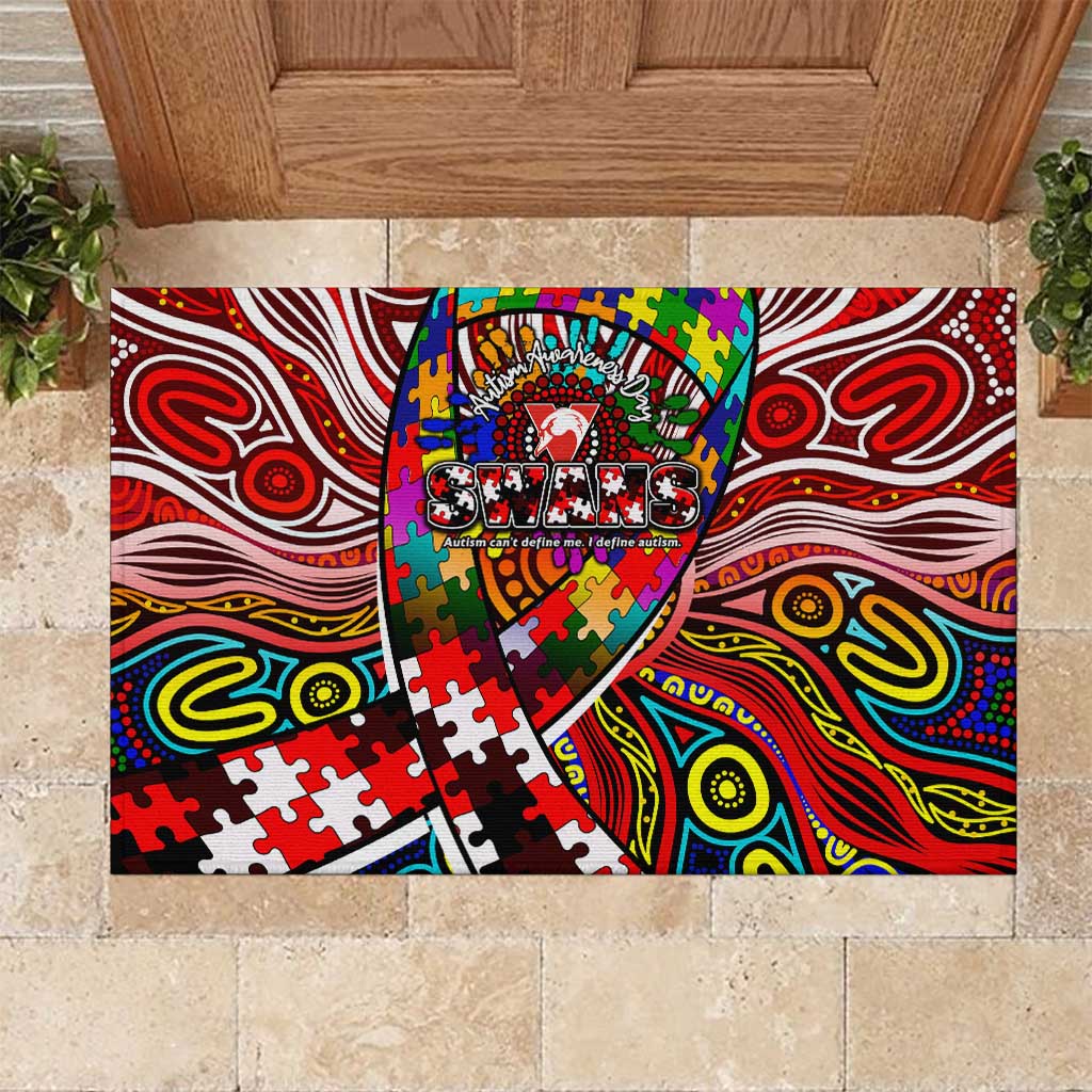 Autism Awareness Australia Sydney Swans Rubber Doormat Aboriginal Indigenous Art