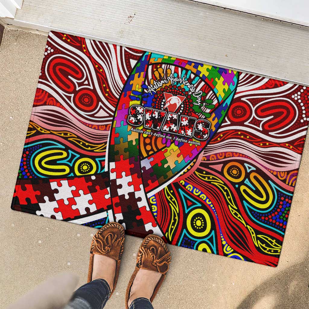 Autism Awareness Australia Sydney Swans Rubber Doormat Aboriginal Indigenous Art