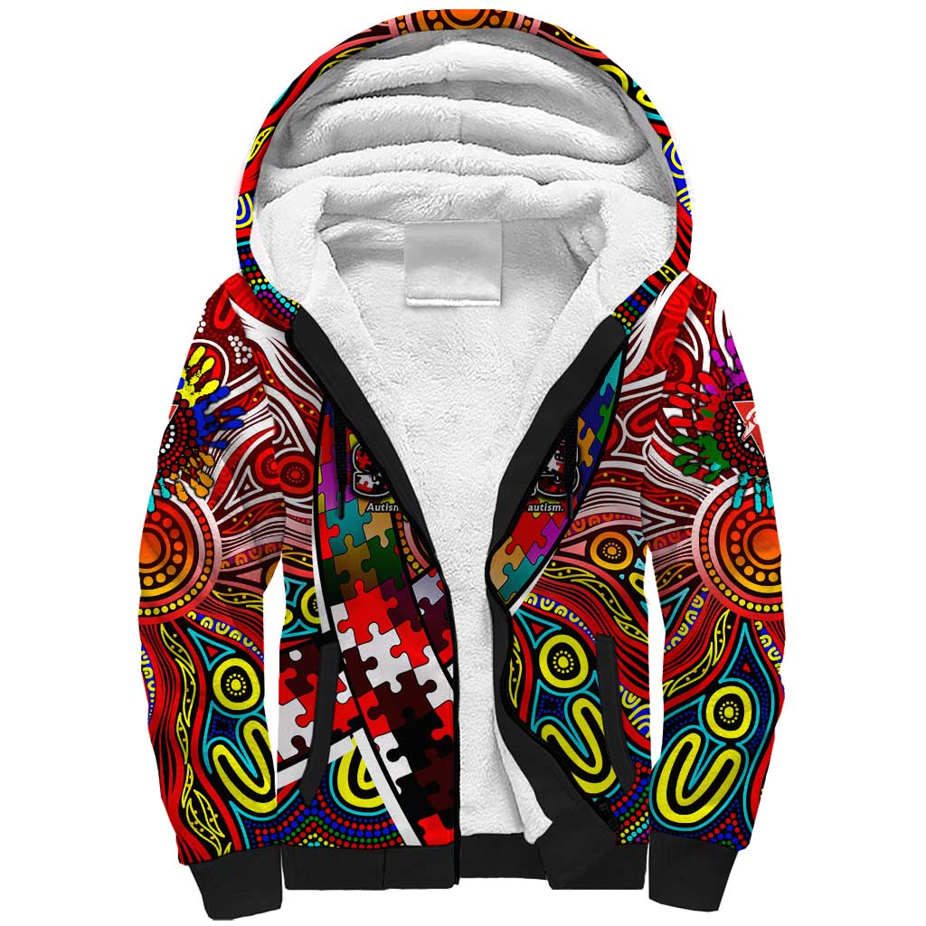 Autism Awareness Australia Sydney Swans Sherpa Hoodie Aboriginal Indigenous Art