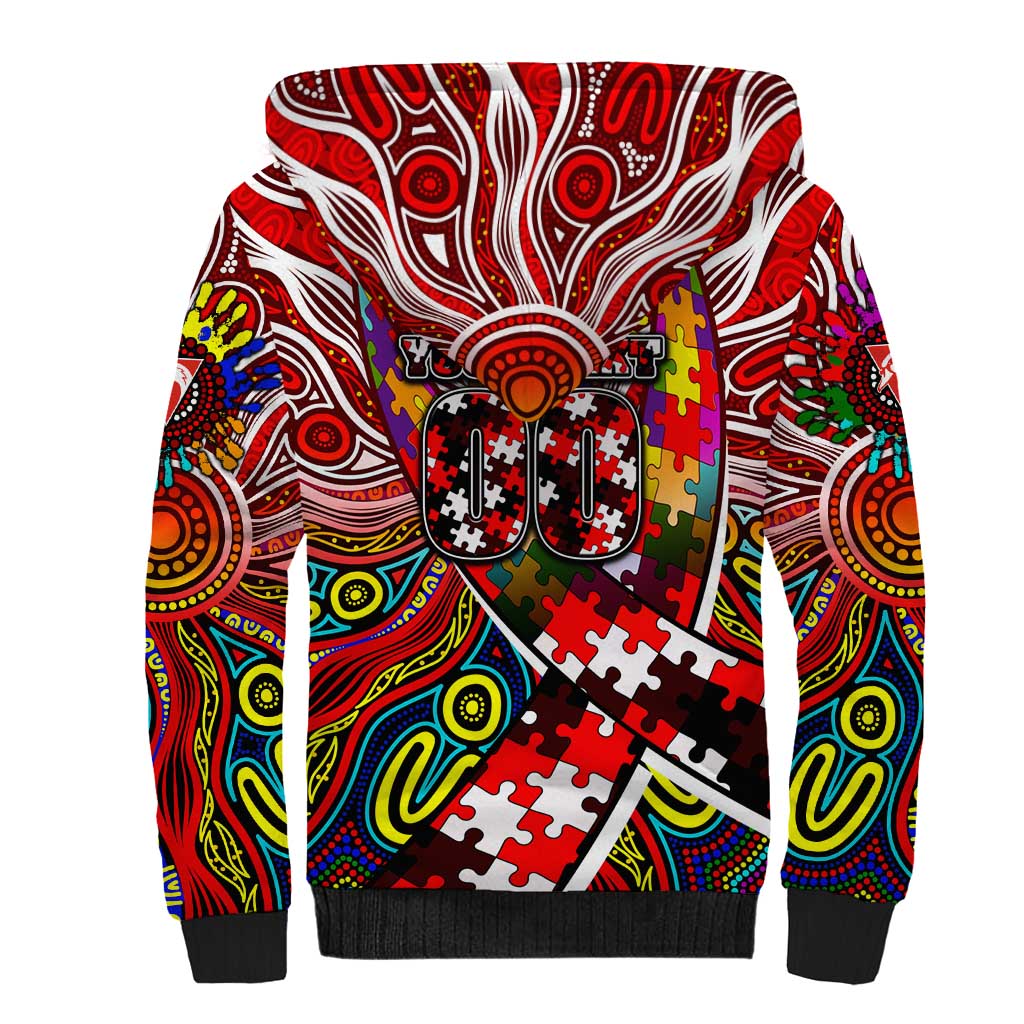 Autism Awareness Australia Sydney Swans Sherpa Hoodie Aboriginal Indigenous Art