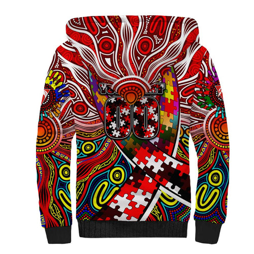 Autism Awareness Australia Sydney Swans Sherpa Hoodie Aboriginal Indigenous Art