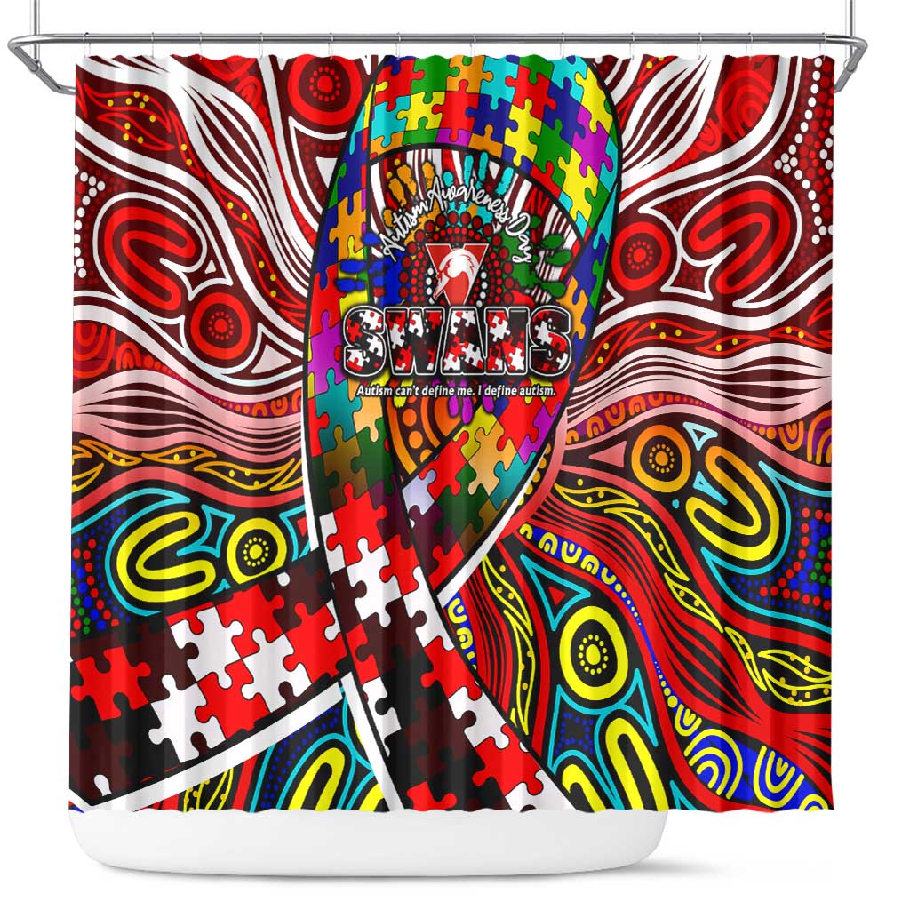 Autism Awareness Australia Sydney Swans Shower Curtain Aboriginal Indigenous Art