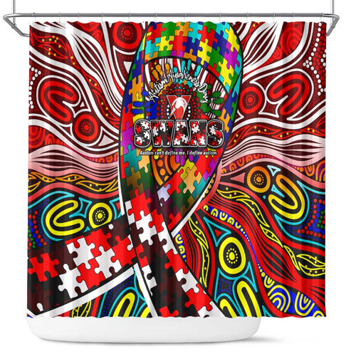 Autism Awareness Australia Sydney Swans Shower Curtain Aboriginal Indigenous Art