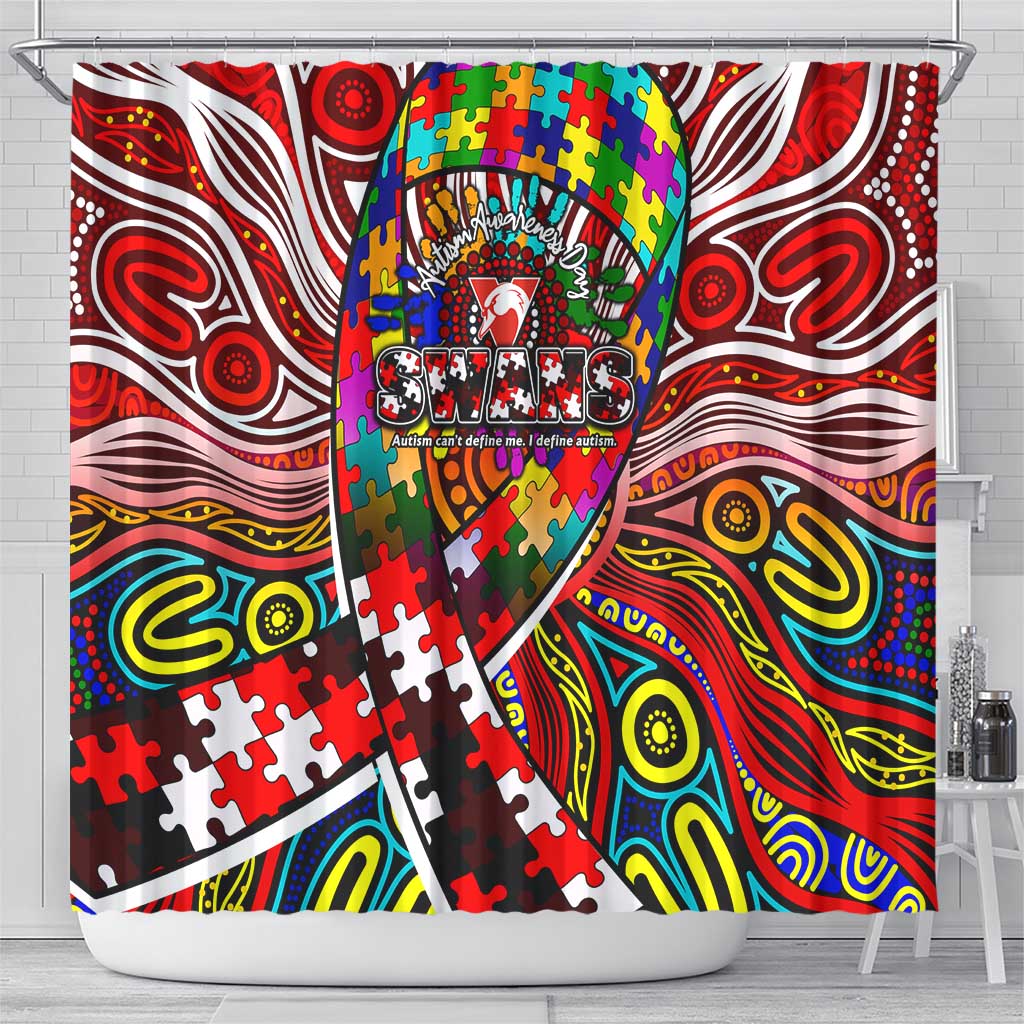 Autism Awareness Australia Sydney Swans Shower Curtain Aboriginal Indigenous Art