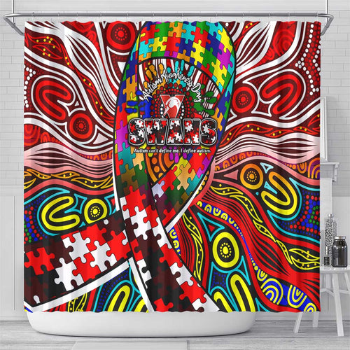 Autism Awareness Australia Sydney Swans Shower Curtain Aboriginal Indigenous Art