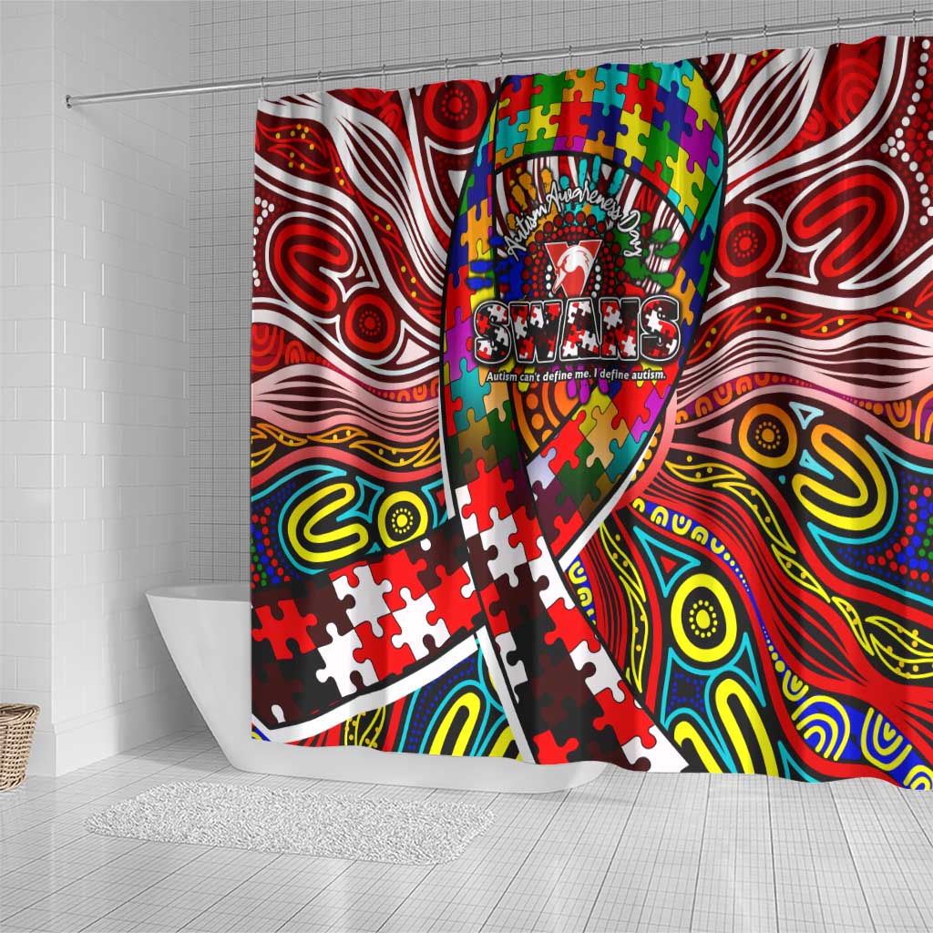 Autism Awareness Australia Sydney Swans Shower Curtain Aboriginal Indigenous Art