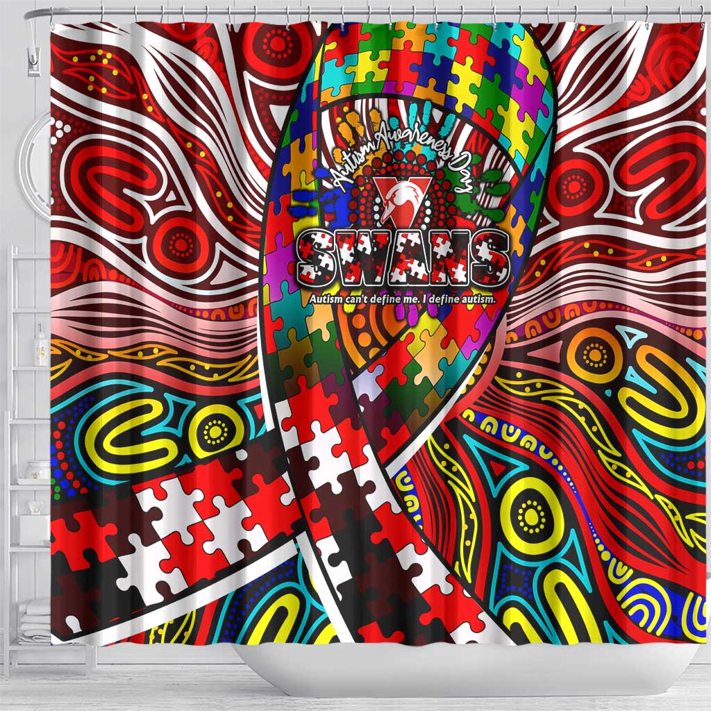 Autism Awareness Australia Sydney Swans Shower Curtain Aboriginal Indigenous Art