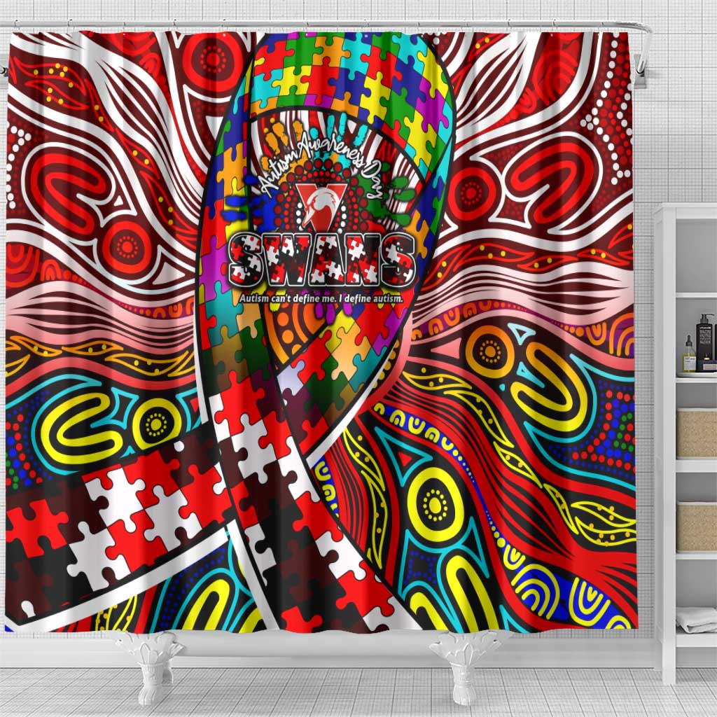 Autism Awareness Australia Sydney Swans Shower Curtain Aboriginal Indigenous Art