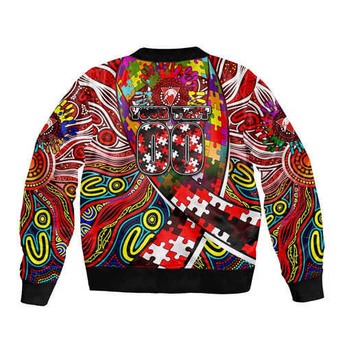 Autism Awareness Australia Sydney Swans Sleeve Zip Bomber Jacket Aboriginal Indigenous Art