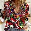 Autism Awareness Australia Sydney Swans Women Casual Shirt Aboriginal Indigenous Art