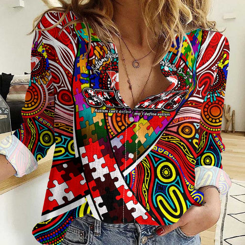 Autism Awareness Australia Sydney Swans Women Casual Shirt Aboriginal Indigenous Art