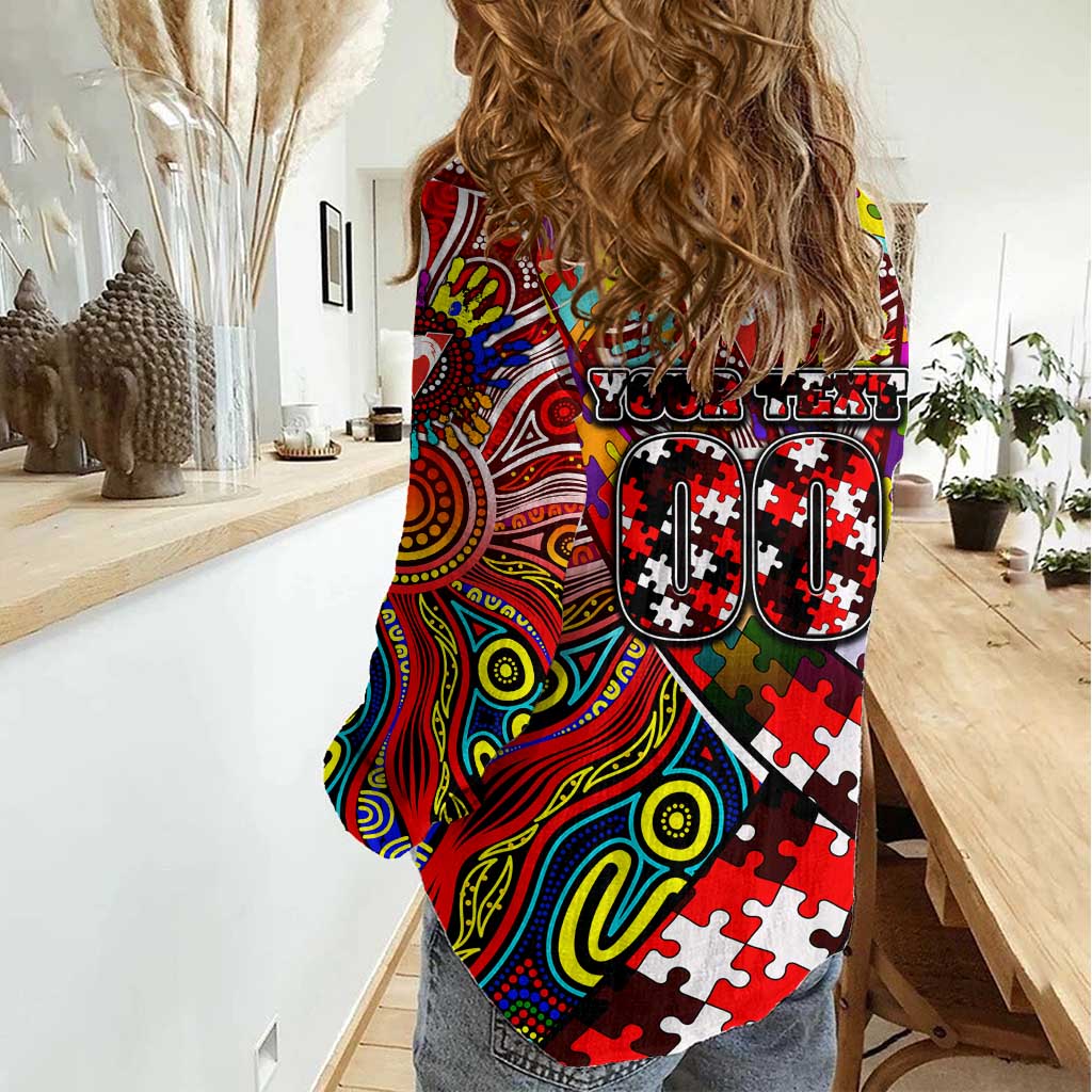 Autism Awareness Australia Sydney Swans Women Casual Shirt Aboriginal Indigenous Art
