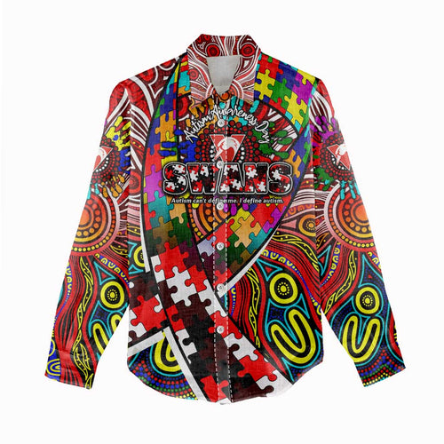 Autism Awareness Australia Sydney Swans Women Casual Shirt Aboriginal Indigenous Art
