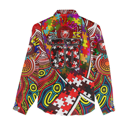 Autism Awareness Australia Sydney Swans Women Casual Shirt Aboriginal Indigenous Art