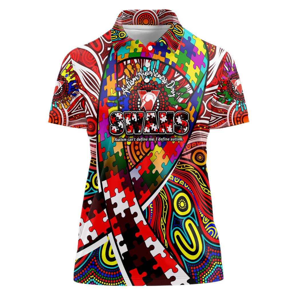 Autism Awareness Australia Sydney Swans Women Polo Shirt Aboriginal Indigenous Art