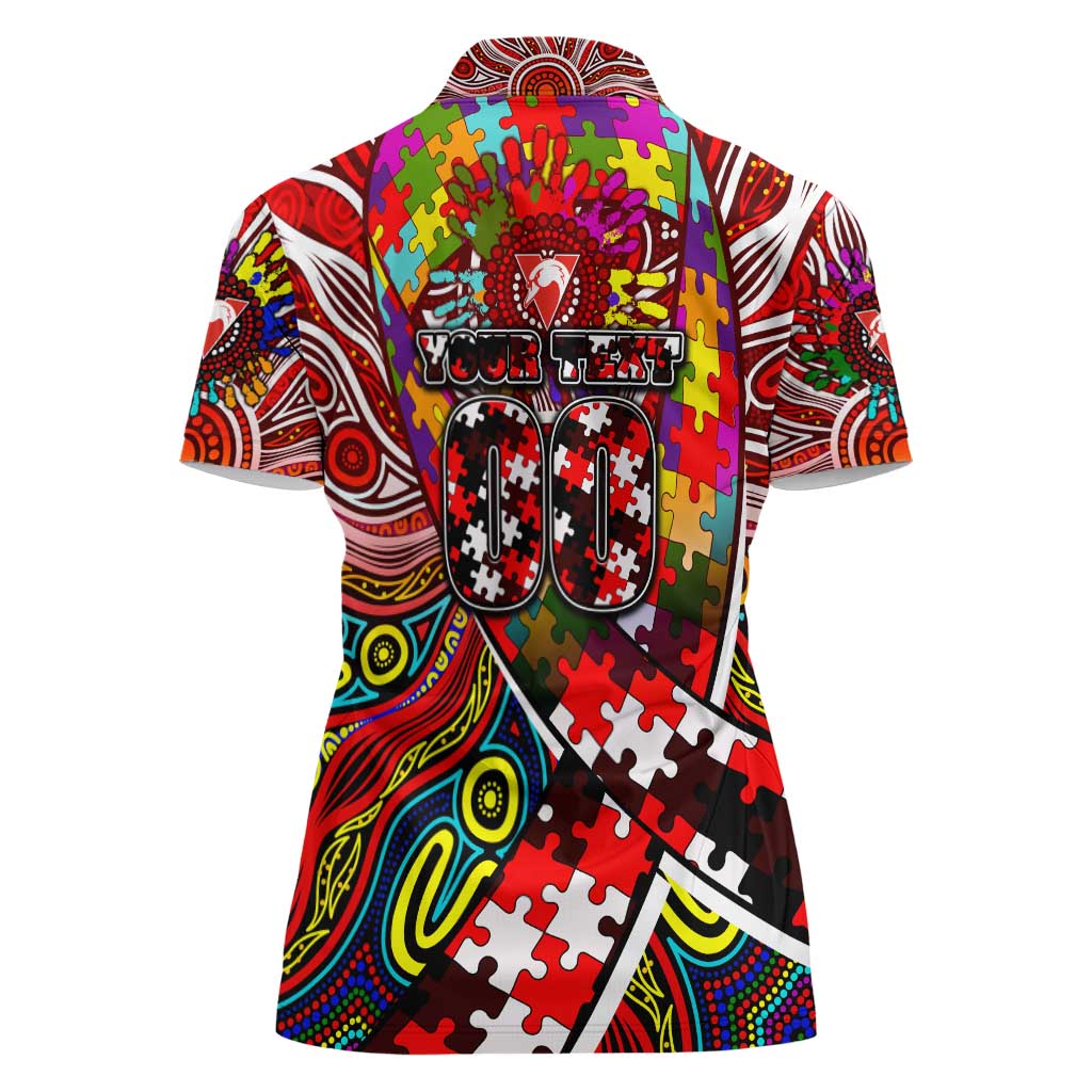 Autism Awareness Australia Sydney Swans Women Polo Shirt Aboriginal Indigenous Art