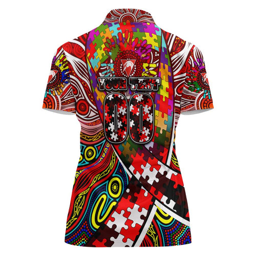 Autism Awareness Australia Sydney Swans Women Polo Shirt Aboriginal Indigenous Art
