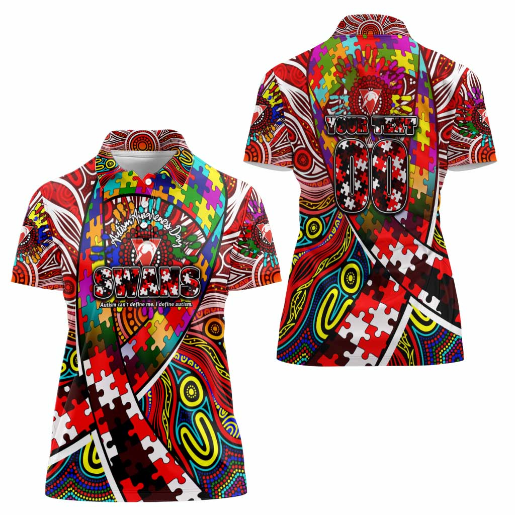 Autism Awareness Australia Sydney Swans Women Polo Shirt Aboriginal Indigenous Art