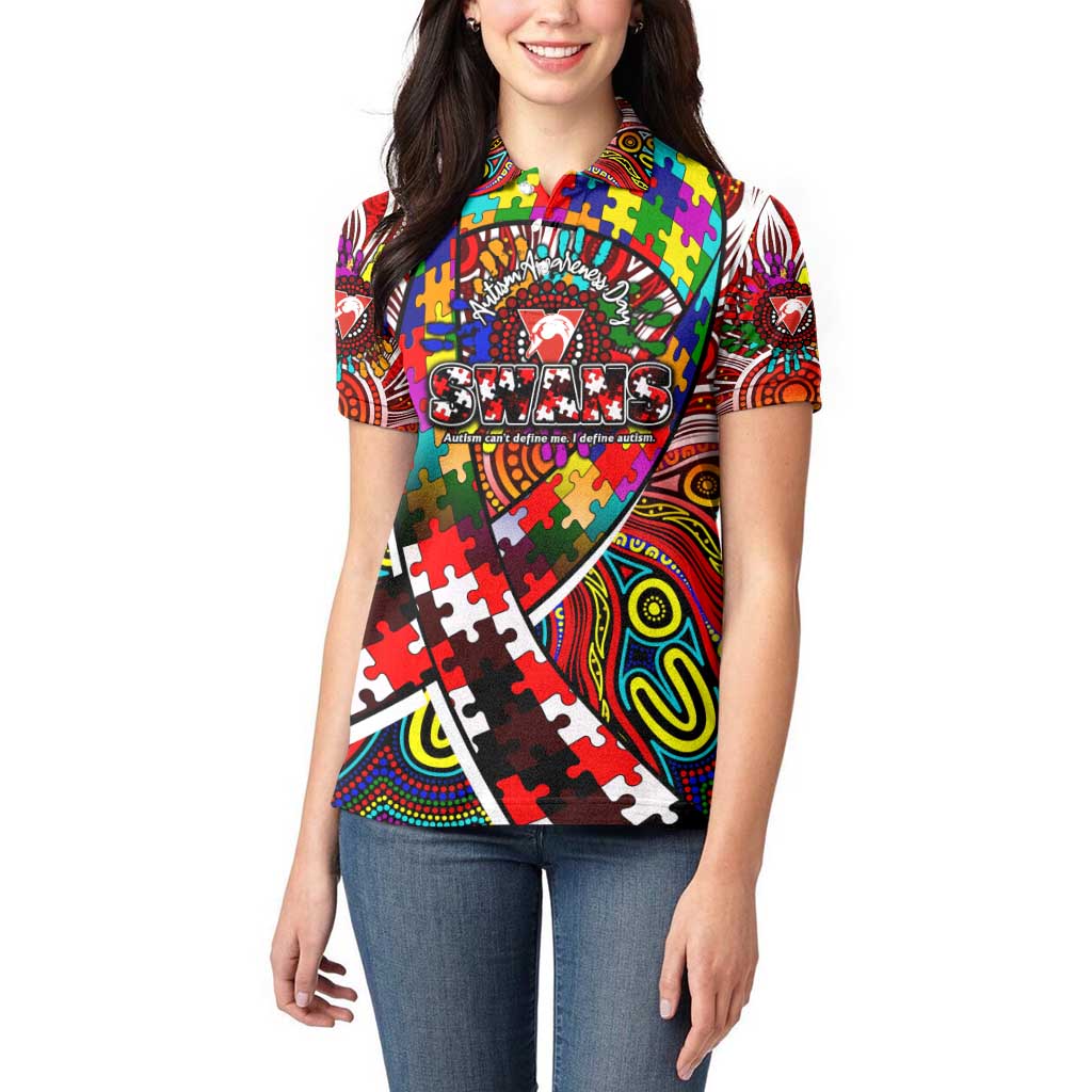 Autism Awareness Australia Sydney Swans Women Polo Shirt Aboriginal Indigenous Art