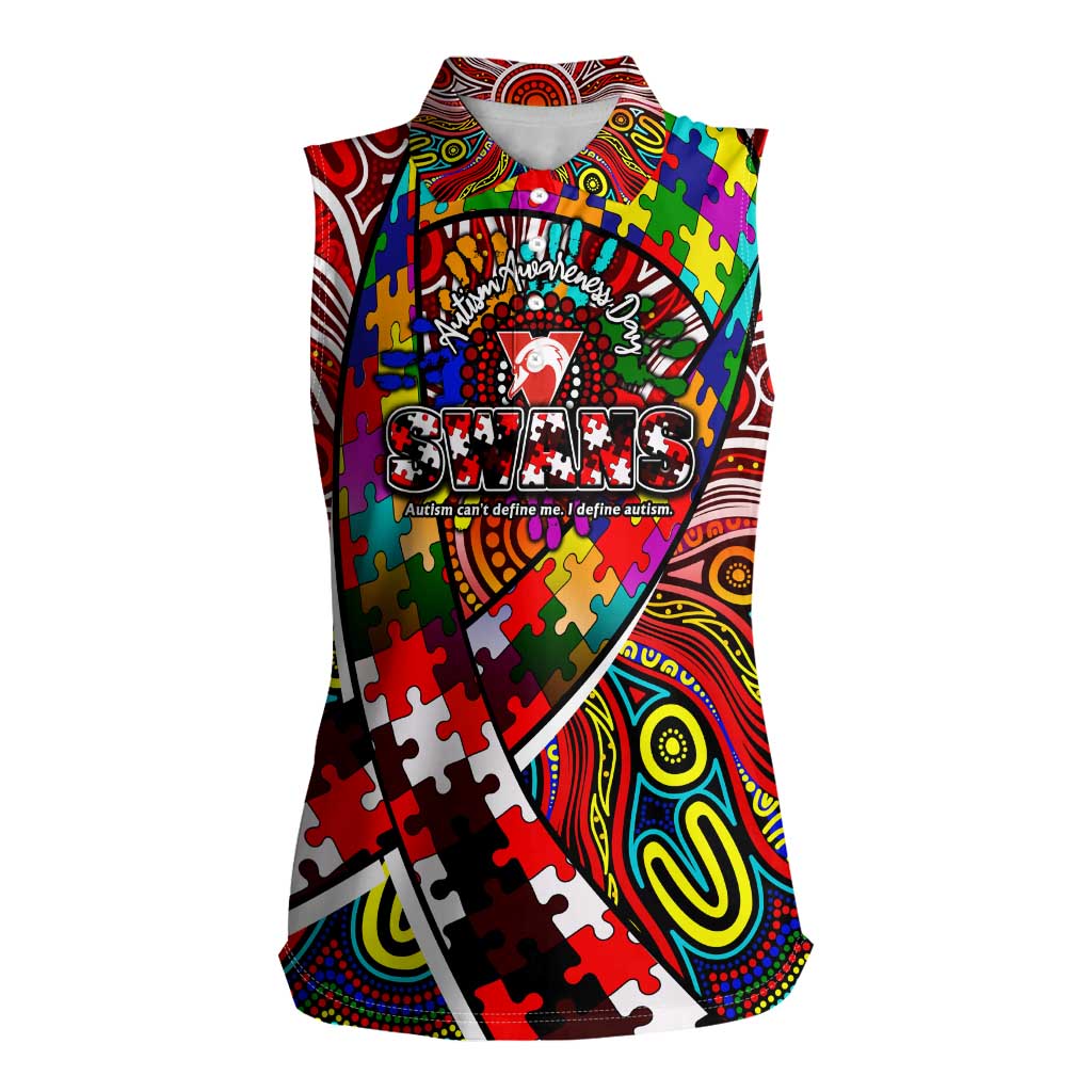 Autism Awareness Australia Sydney Swans Women Sleeveless Polo Shirt Aboriginal Indigenous Art