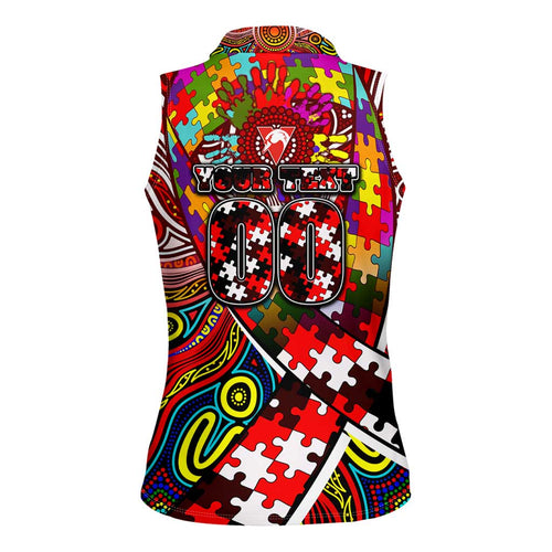 Autism Awareness Australia Sydney Swans Women Sleeveless Polo Shirt Aboriginal Indigenous Art