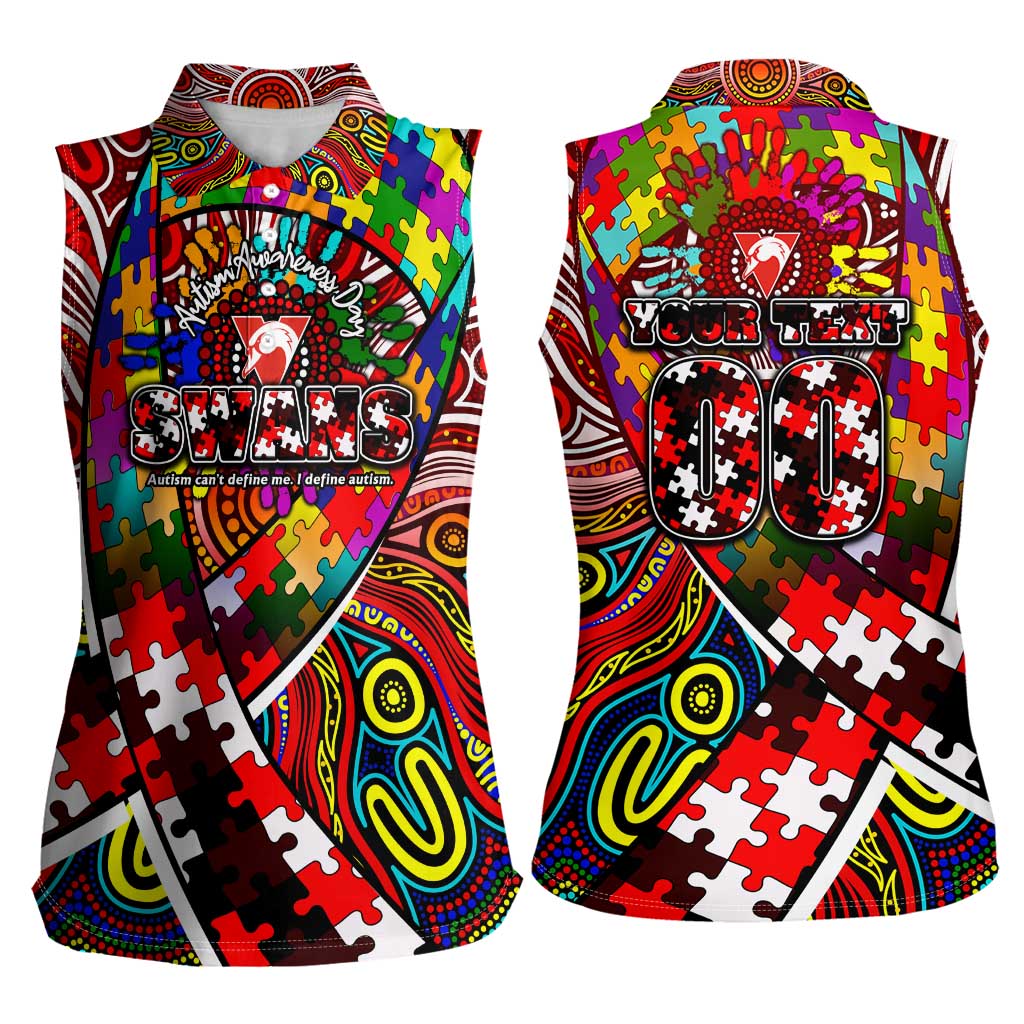 Autism Awareness Australia Sydney Swans Women Sleeveless Polo Shirt Aboriginal Indigenous Art