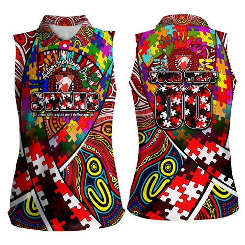 Autism Awareness Australia Sydney Swans Women Sleeveless Polo Shirt Aboriginal Indigenous Art