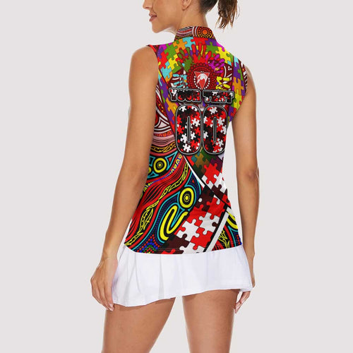 Autism Awareness Australia Sydney Swans Women Sleeveless Polo Shirt Aboriginal Indigenous Art