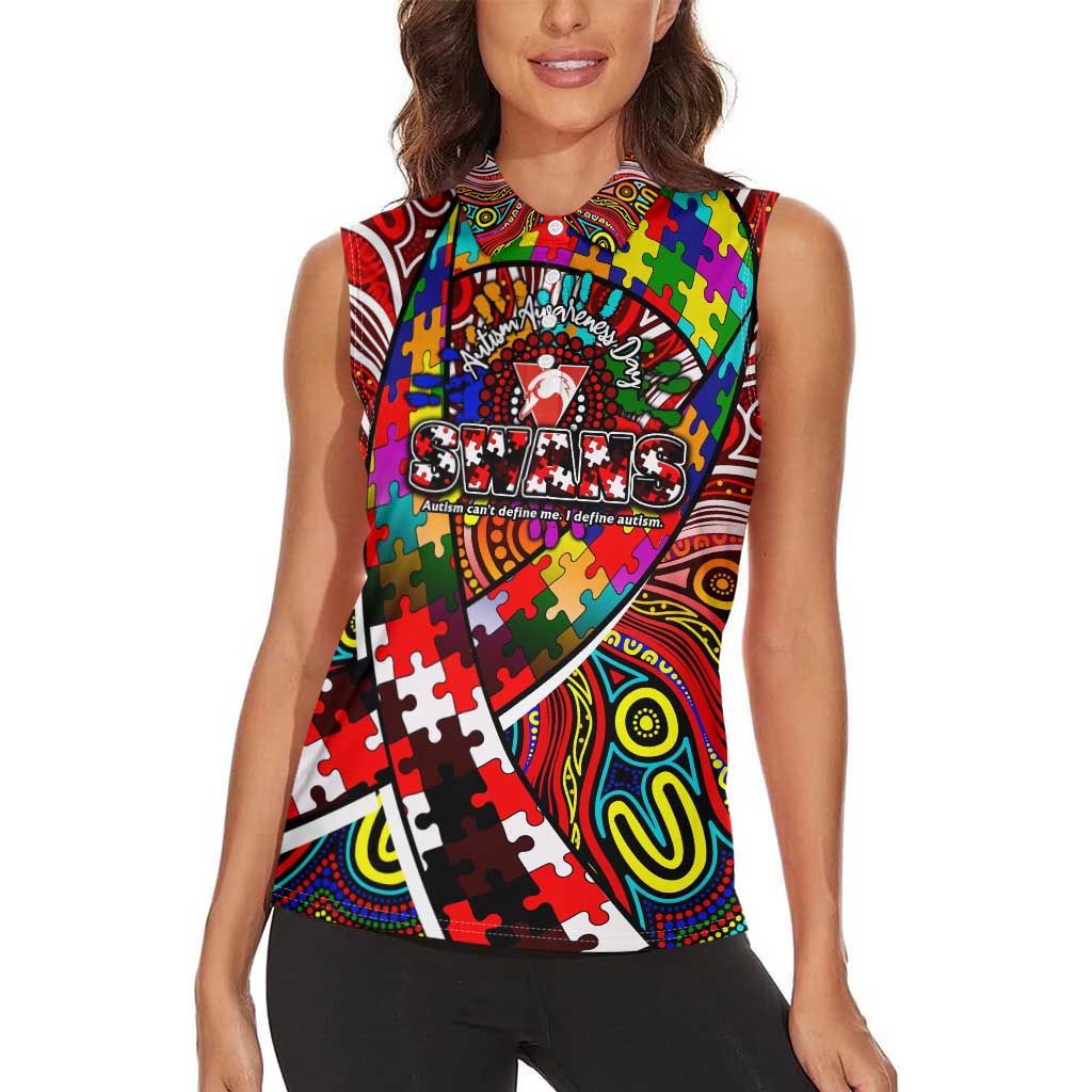 Autism Awareness Australia Sydney Swans Women Sleeveless Polo Shirt Aboriginal Indigenous Art