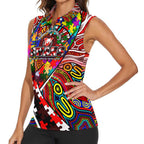 Autism Awareness Australia Sydney Swans Women Sleeveless Polo Shirt Aboriginal Indigenous Art