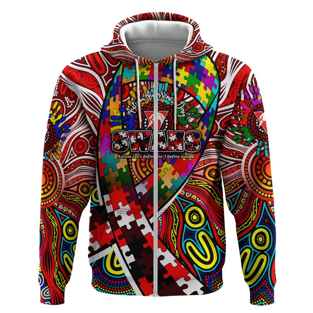 Autism Awareness Australia Sydney Swans Zip Hoodie Aboriginal Indigenous Art
