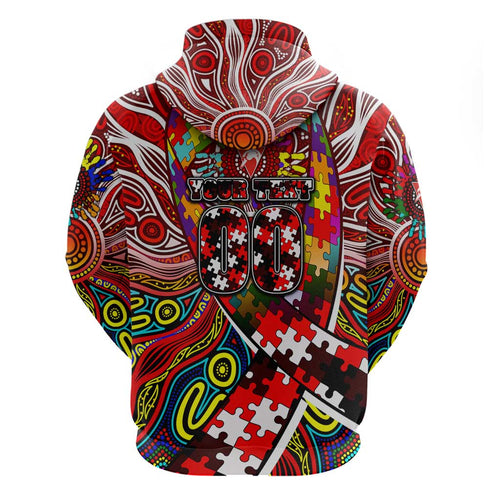Autism Awareness Australia Sydney Swans Zip Hoodie Aboriginal Indigenous Art