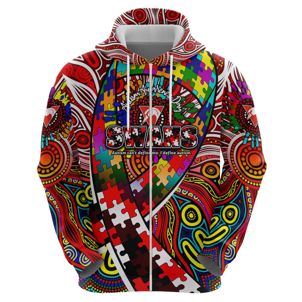 Autism Awareness Australia Sydney Swans Zip Hoodie Aboriginal Indigenous Art