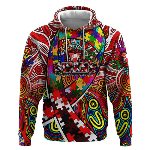 Autism Awareness Australia Sydney Swans Zip Hoodie Aboriginal Indigenous Art