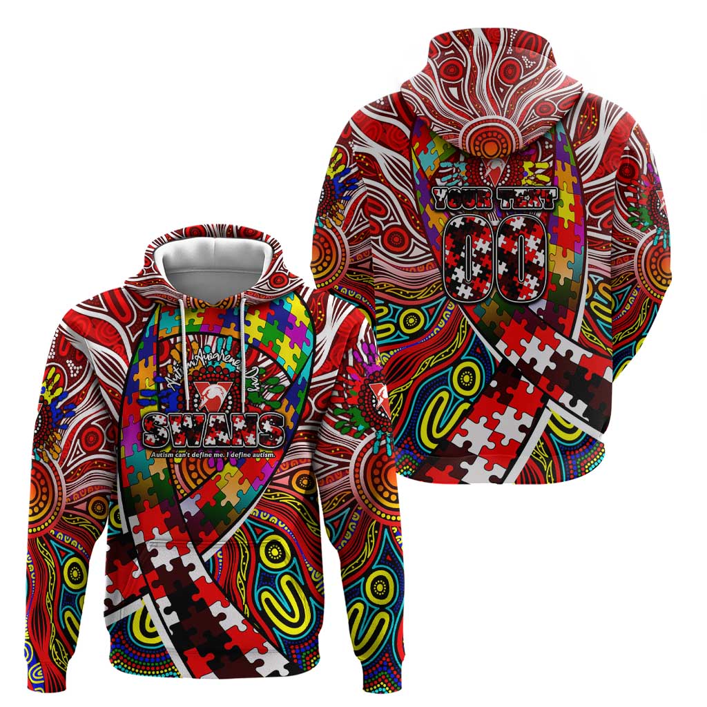 Autism Awareness Australia Sydney Swans Zip Hoodie Aboriginal Indigenous Art