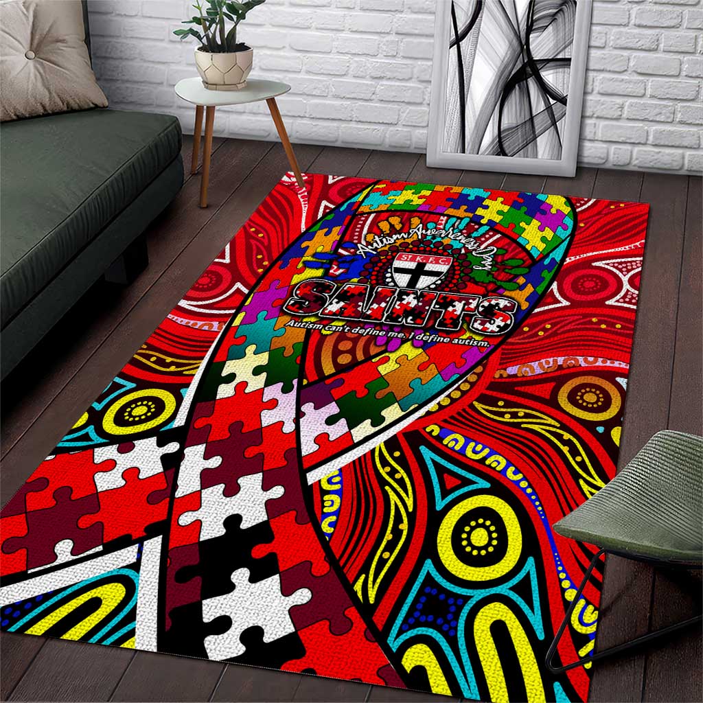 Autism Awareness Australia St Kilda Saints Area Rug Aboriginal Indigenous Art