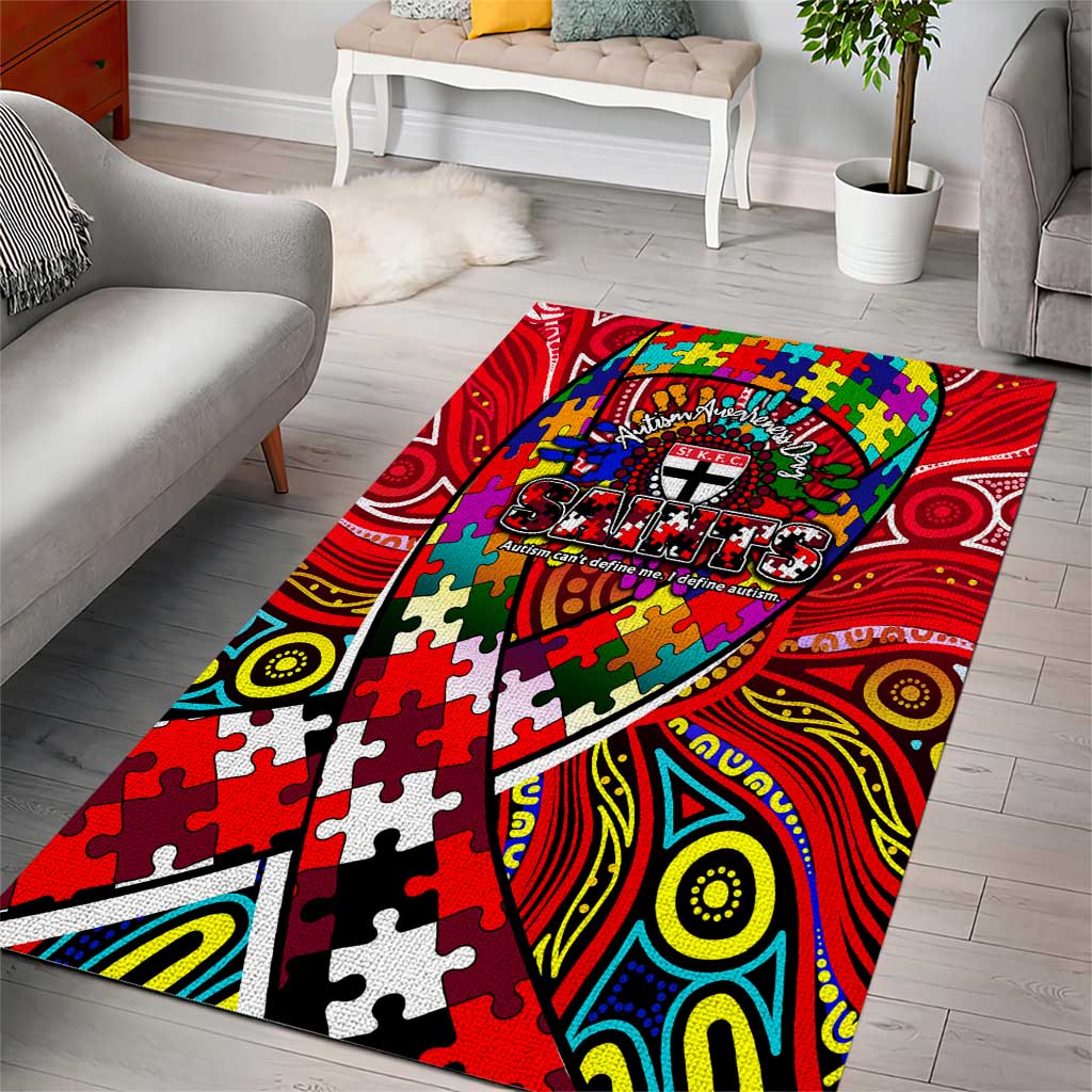Autism Awareness Australia St Kilda Saints Area Rug Aboriginal Indigenous Art