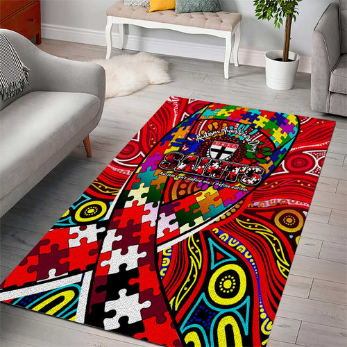 Autism Awareness Australia St Kilda Saints Area Rug Aboriginal Indigenous Art