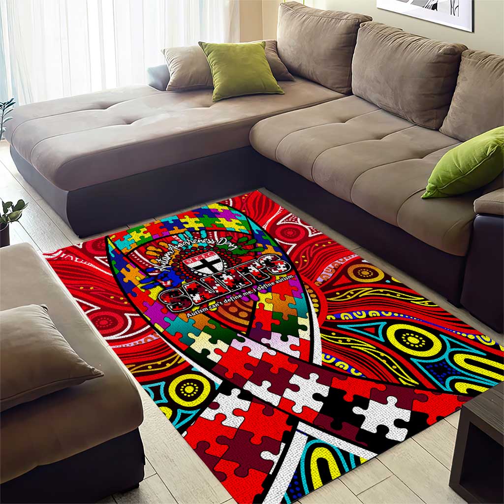 Autism Awareness Australia St Kilda Saints Area Rug Aboriginal Indigenous Art